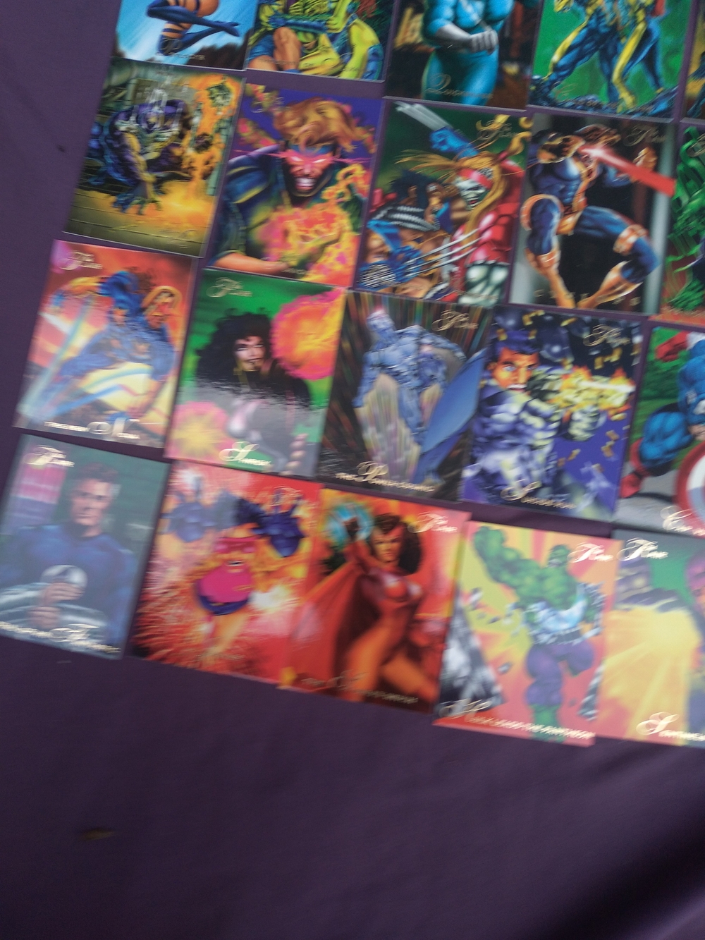 28 Fleer 90s Marvel Multicolor Superhero Trading Cards - Purple Dominant